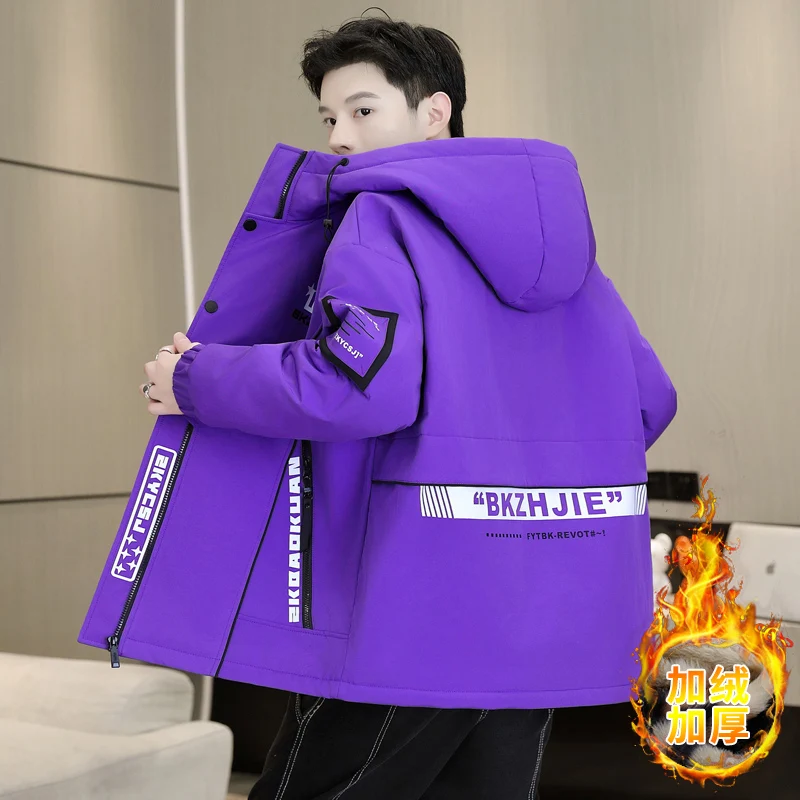 موضة الرجال رشاقته أفخم بطانة جاكت مزود بغطاء للرأس 2025 الخريف الشتاء الشباب يندبروف الدافئة الصوف معاطف أبلى مبطن القمم سترات