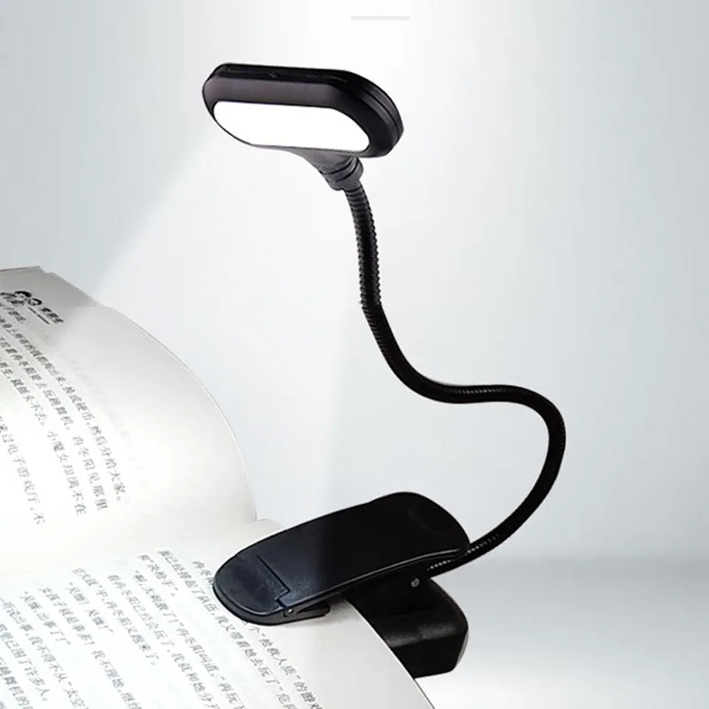 Mini LED Book Lamp Battery Powered Table Lamp Flexible Study Learning Clip-On Desk Lamp Portable Bedroom Reading Night Light