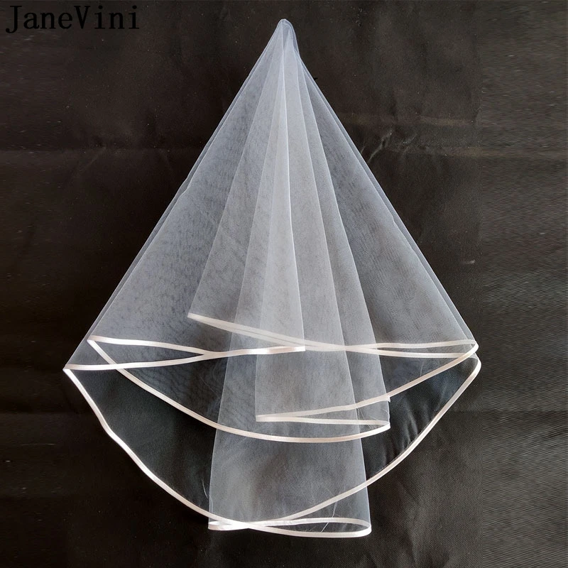 JaneVini 2 Tier Minimalist Wedding Veil with Comb for Bride 2023 Short 2 Layers White Bridal Veils Tiul Bruids Haaraccessoires