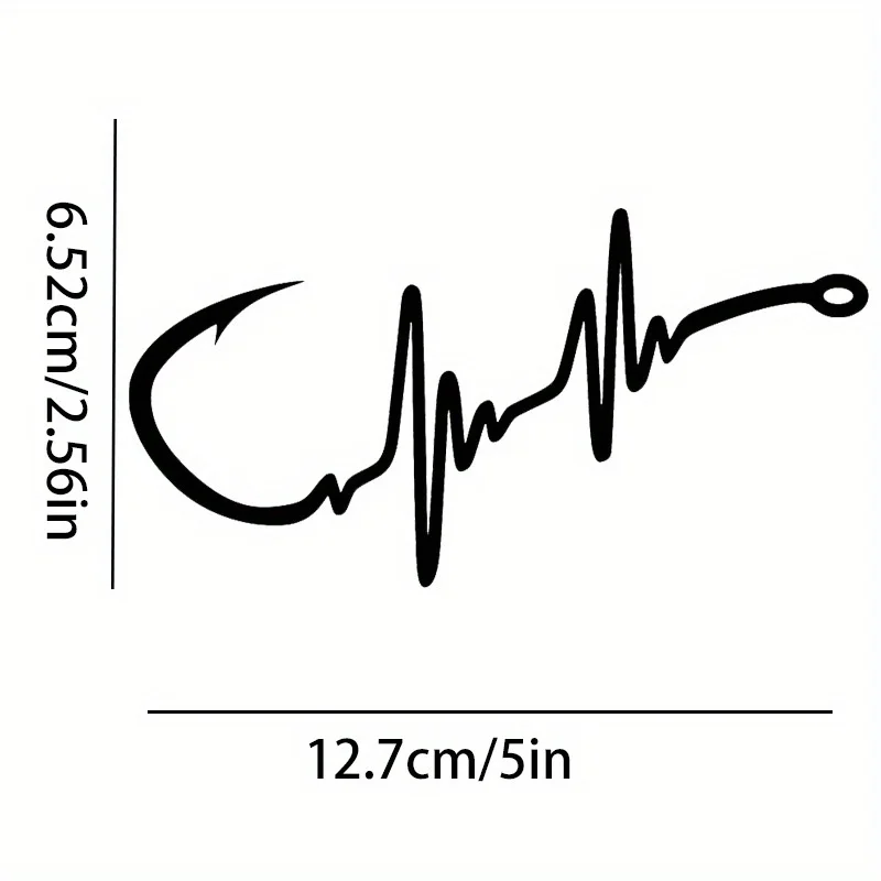 Vinyl Sticker Featuring a Fishing Hook Heartbeat Design, Suitable for Vehicles, Windows, Walls, And Laptops.