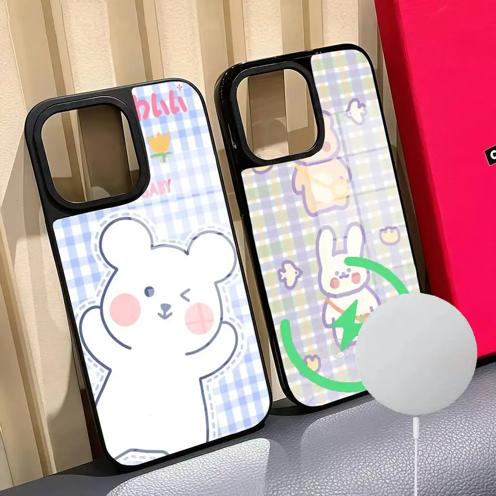 

Cute Puppy Dog Phone Case For Iphone 16 15 14 12 11 13 Pro Max Mini Puls Magnetic Glass Cover