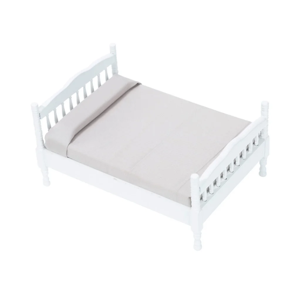 Simulation Doppelbett Modelle Zubehör Möbel Spielzeug Twin Mini Kleine Stoff Holzspielzeug Mikroszene Baby