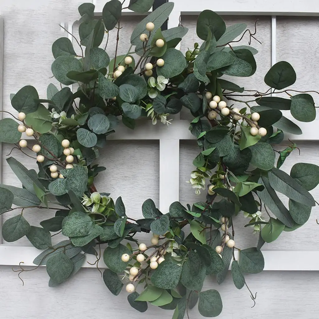 

Elegant Eucalyptus Wreath Garland Artificial Leaves Berries