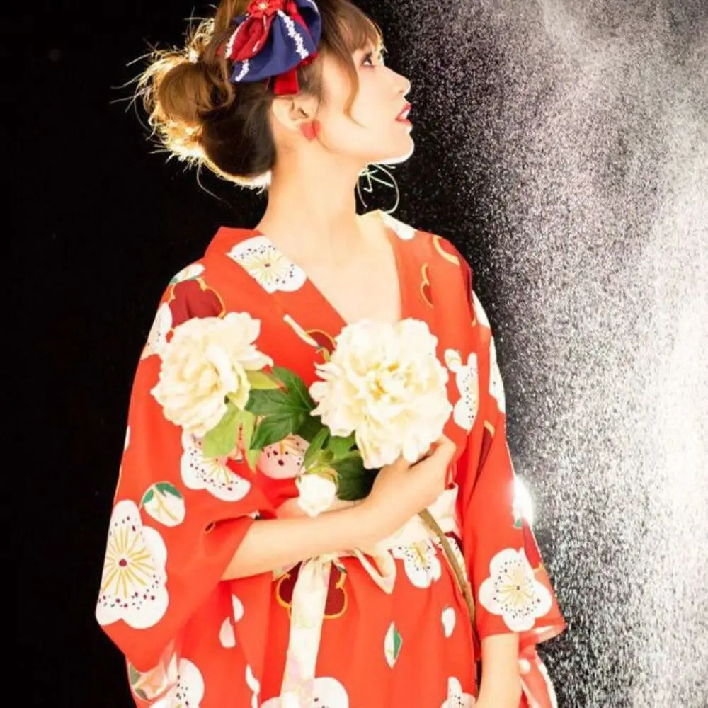 مطبوعة الأزهار التقليدية ثوب الكيمونو الياباني النمط الياباني الآسيوية ساكورا فتاة كيمونو فستان أناقة جديدة #5