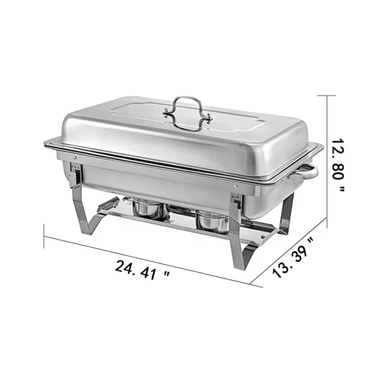 Cheap Stainless Steel Rectangular White Glass Gold Induction Chafer Dish for Catering Buffet Warmer Set