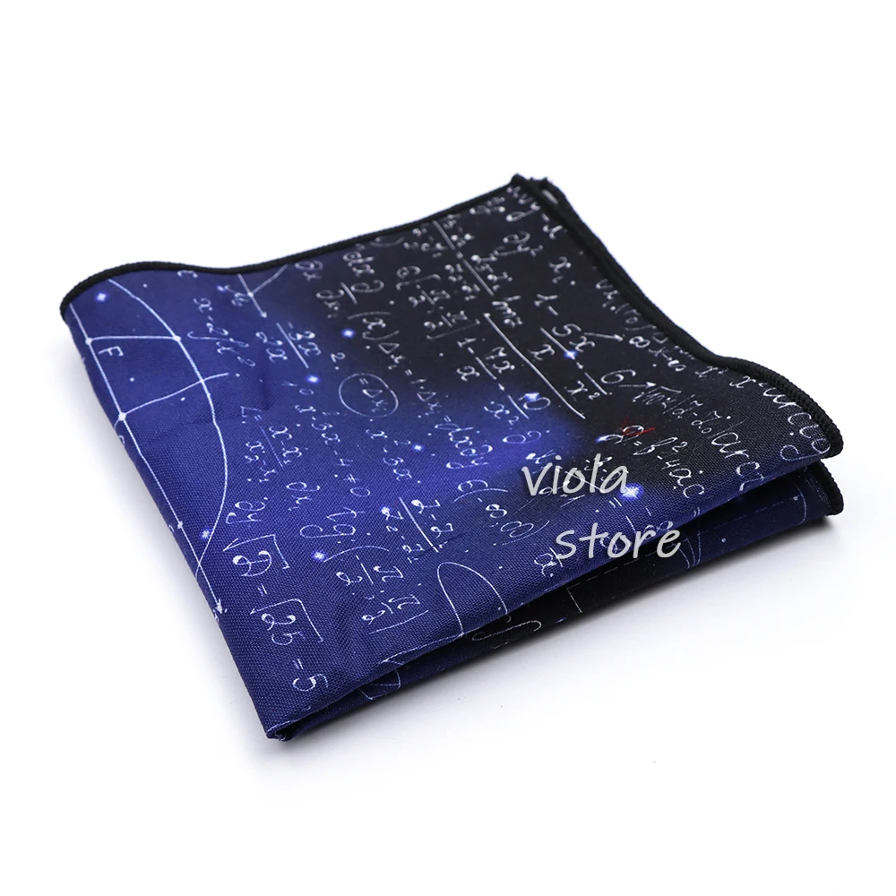 Cotton 23cm Pocket Square Math Science Astronomy Physical Chemistry Men College Academy Institute School Cosplay Gift Accessory