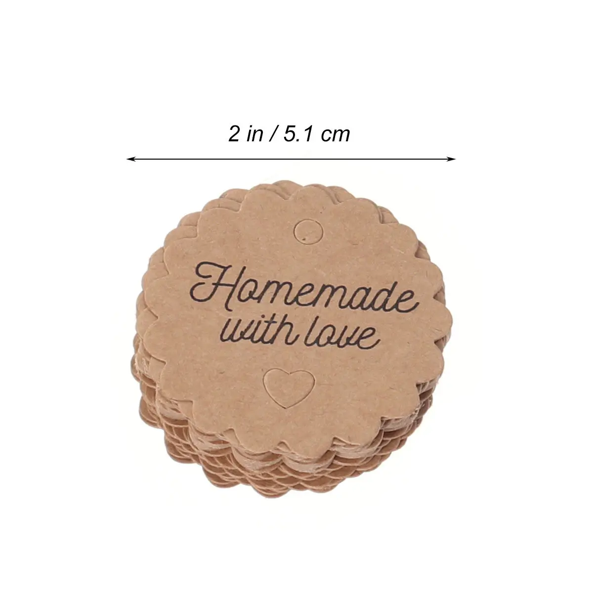 100Pcs Brown Kraft Paper Tags with Twine Classic Round Labels 5x5cm for Gift Tagging Handmade Products Favors Scrapbooking