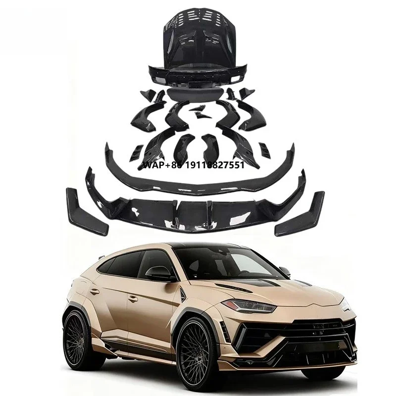 For Urus S Bumper 1016 Dry Carbon Fiber Screw-On Front Lip Side Skirt Rear Diffuser Rear Spoiler Engine Cover