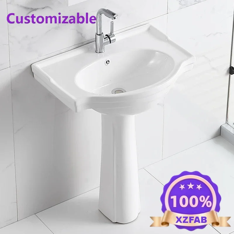 Factory Direct 2026 Simple column basin wash basin Small apartment bathroom Floor-to-ceiling washbasin Balcony integrated