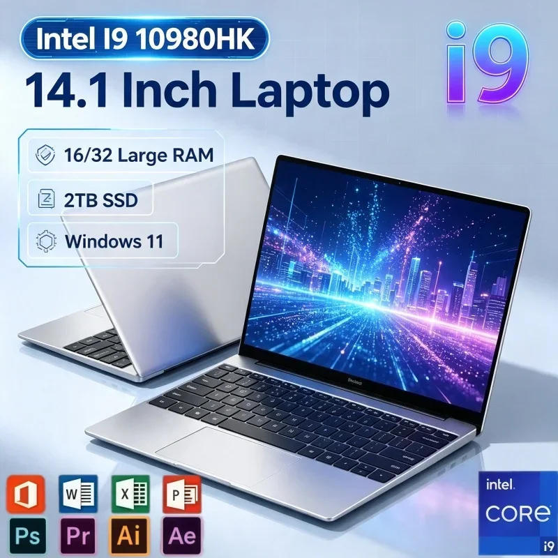 14.1" Gaming Laptop PC Intel I9‑10980HK Processor Windows 11 System 32GB RAM 2TB SSD Portable Notebook For Home Gaming Office