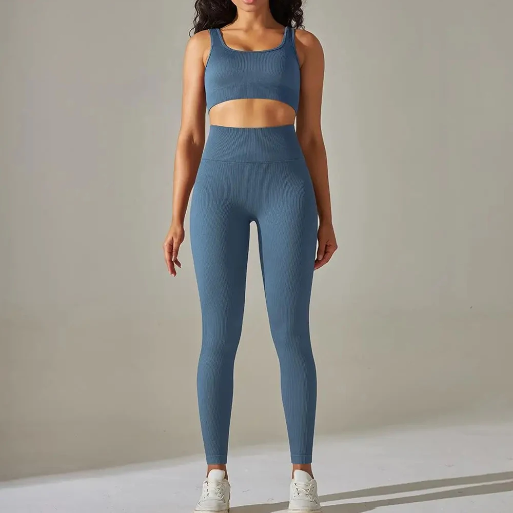 

Women Gym Sports Suits Set Yoga Sets Lifting Athletic Fitness Pants Leggings Bra Clothes Seamless Sportswear Sports Active