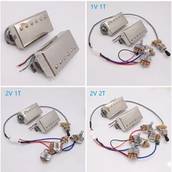 Classic 57 Alnico V Guitar Humbucker Pickup Chrome with 4C Wiring Harness for LP Electric Guitar Replacement Parts