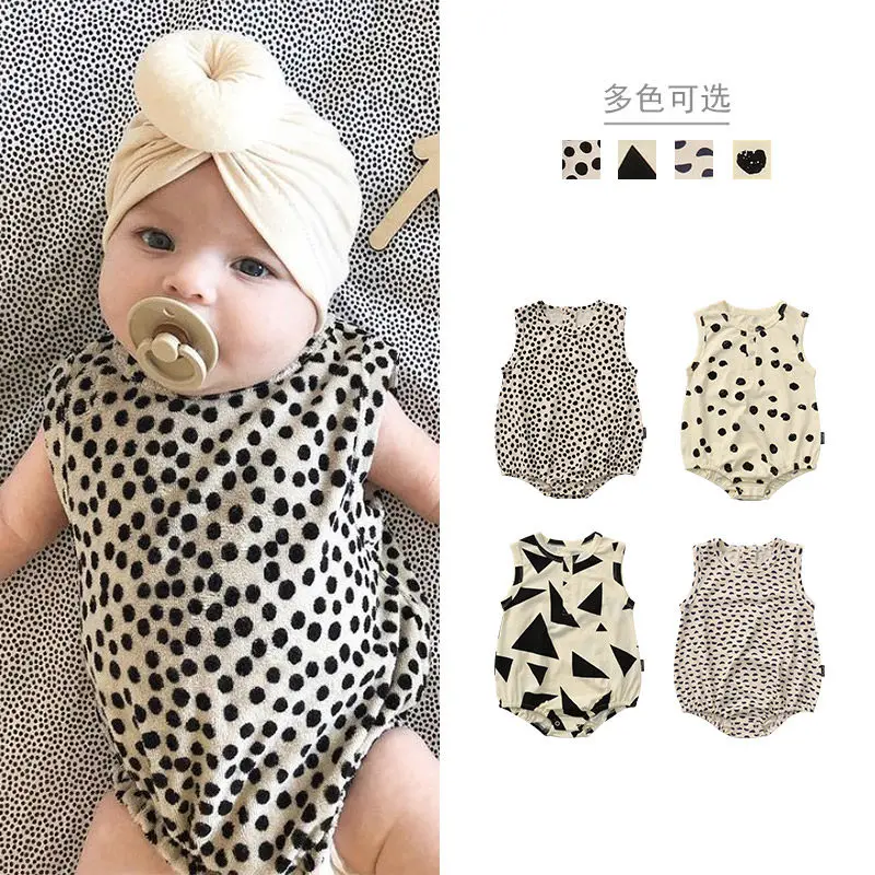 Nordic Style Leopard Print Baby Romper Cotton Short Sleeve Summer Newborn Jumpsuit Infant Soft Clothes