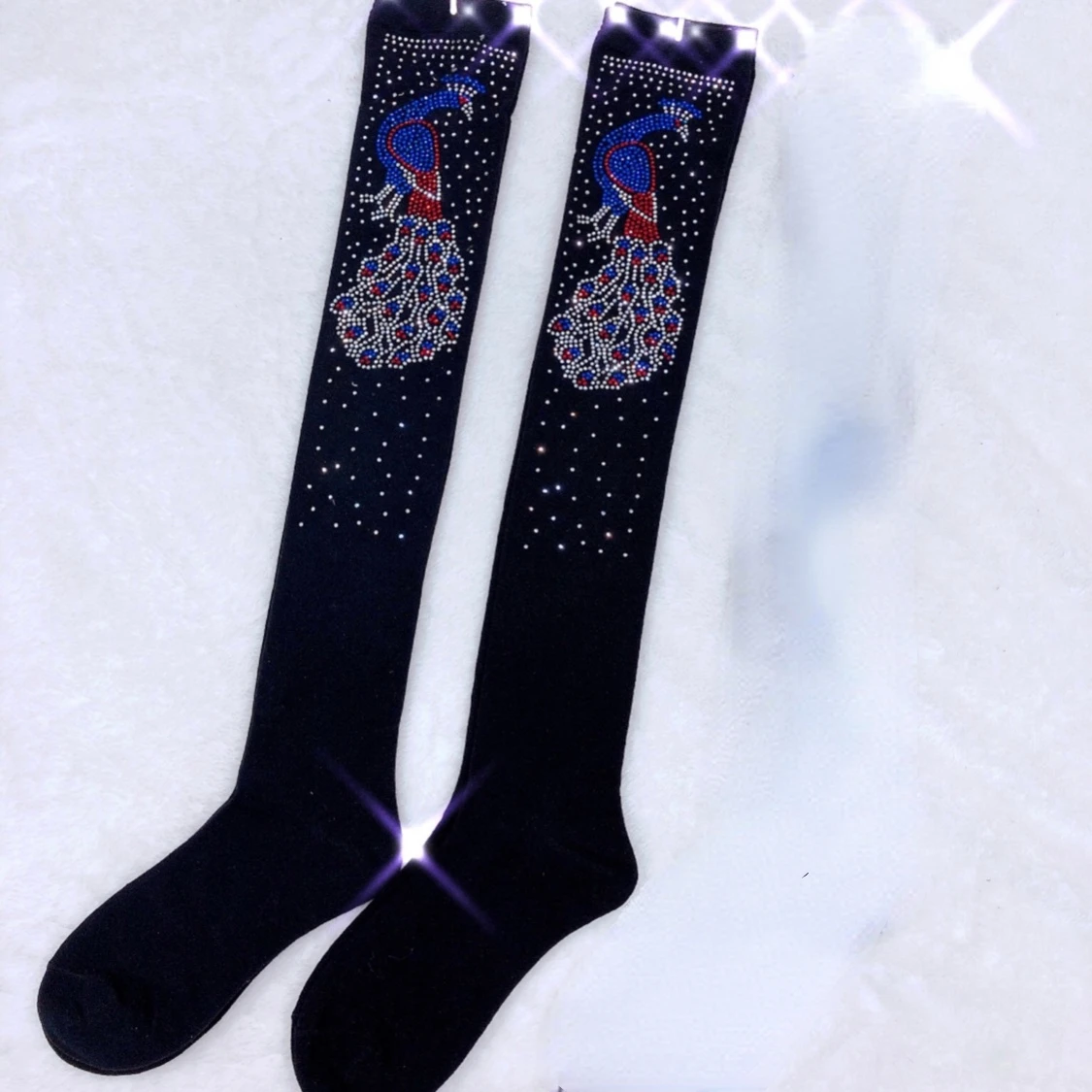 

Woman Rhinestones Socks Sexy Knee High Socks Women Fashion Kawaii Cosplay Sexy Gemstones Long Stockings
