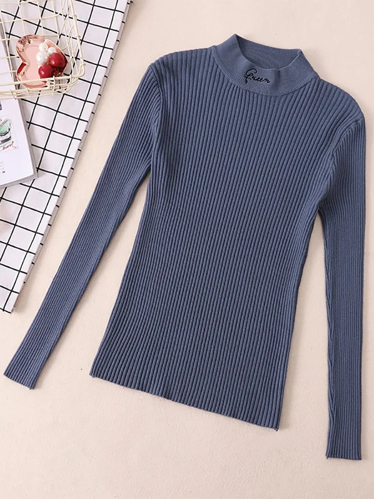 Turtleneck Thick Warm Women Autumn Winter Pullover Sweater High Elasticity Knitted Soft Jumper Long Sleeves Sweater Femme Top