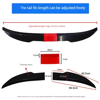 Universal Trunk Tail Rear Wing Spoiler 115-125Cm 3Pcs For BMW For Tesla For Audi Toyota Honda KIA Hyundai Car Accessories - Image 6