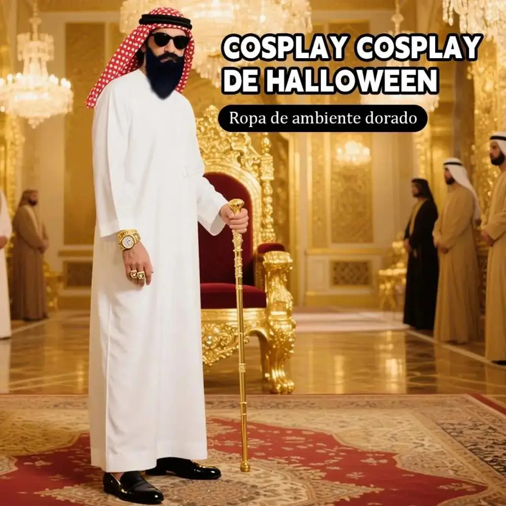 Męska odzież sceniczna dla dorosłych, arabski książę, biała arabska suknia sceniczna, czerwona chusta na głowę, styl Dubai, zachodnia odzież na imprezy handlowe.