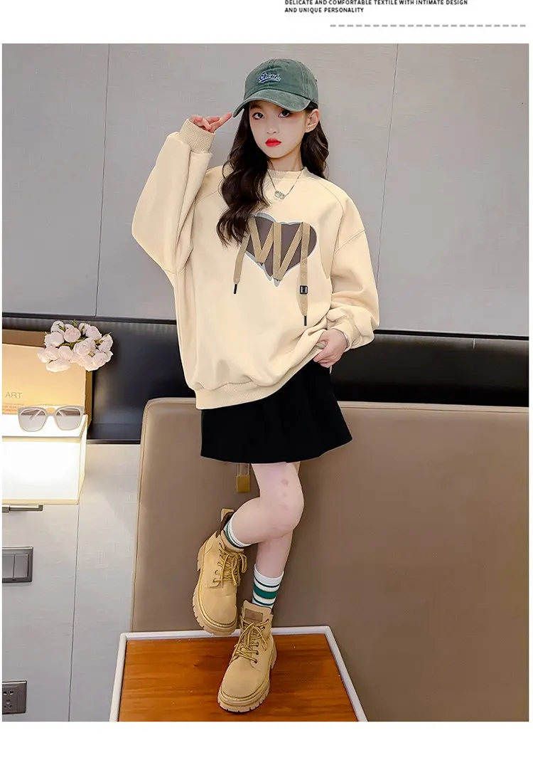 Sweatshirt für Kinder Herbst 2026 Neue Freizeitkleidung Sportbekleidung Schulmädchen Khaki Rosa Sweatshirt 5 7 8 9 12 13 14 Jahre Kinderkleidung – Detail 7