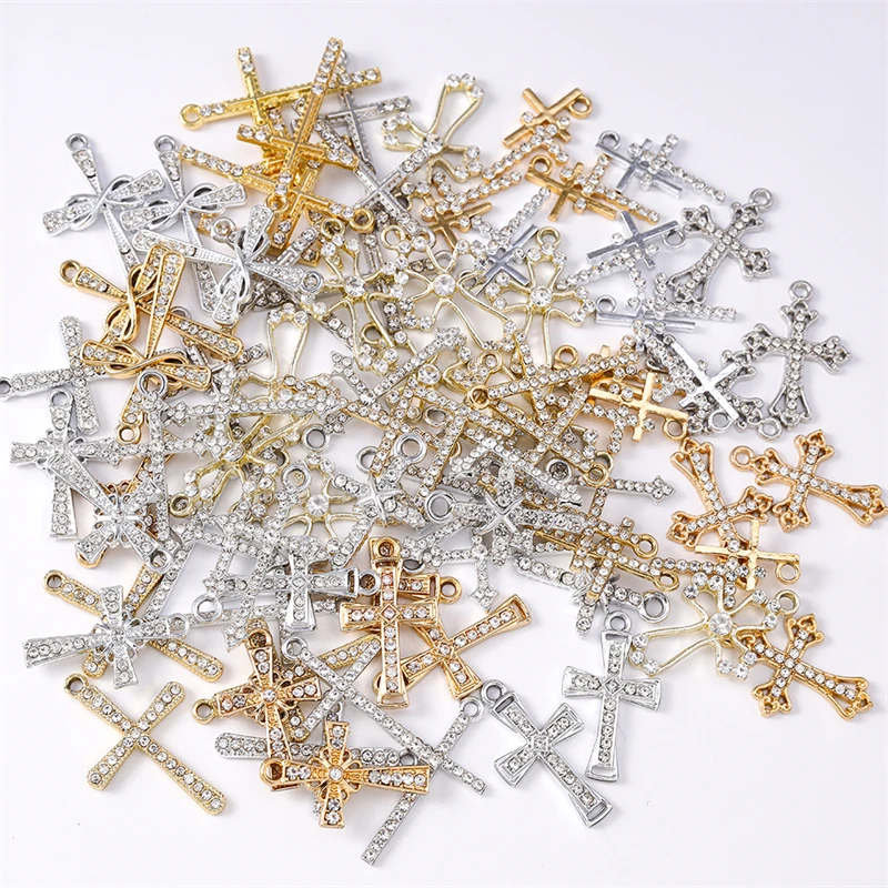 Duarte 20Pcs/Lot Cute Crystal Metal Cross Charms Pendants for Jewelry Making Earrings Necklaces Bracelets DIY Crafts Accessories - Detail 1