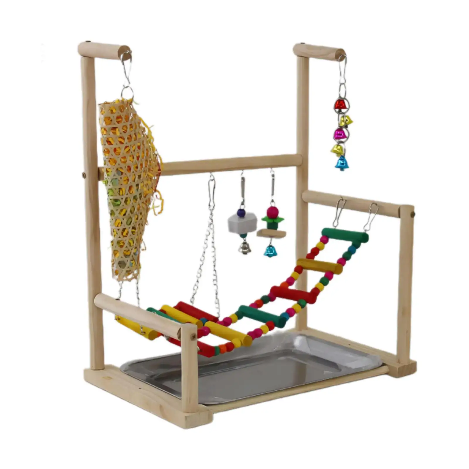 Bird Playground Bird Activity Ladder Bird Cage Accessories Wood Perch Bird Play Stand for Parakeet Finch Budgie Hummingbird