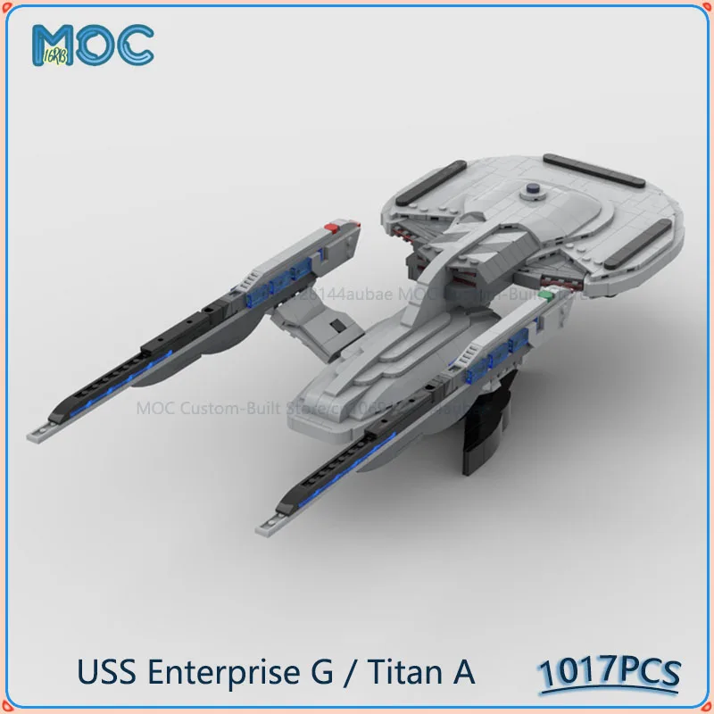 

Конструктор MOC: Модель космического корабля USS Enterprise G / Titan A в масштабе 1:1117, DIY-набор для сборки, креативные игрушки, подарки, 1017 деталей