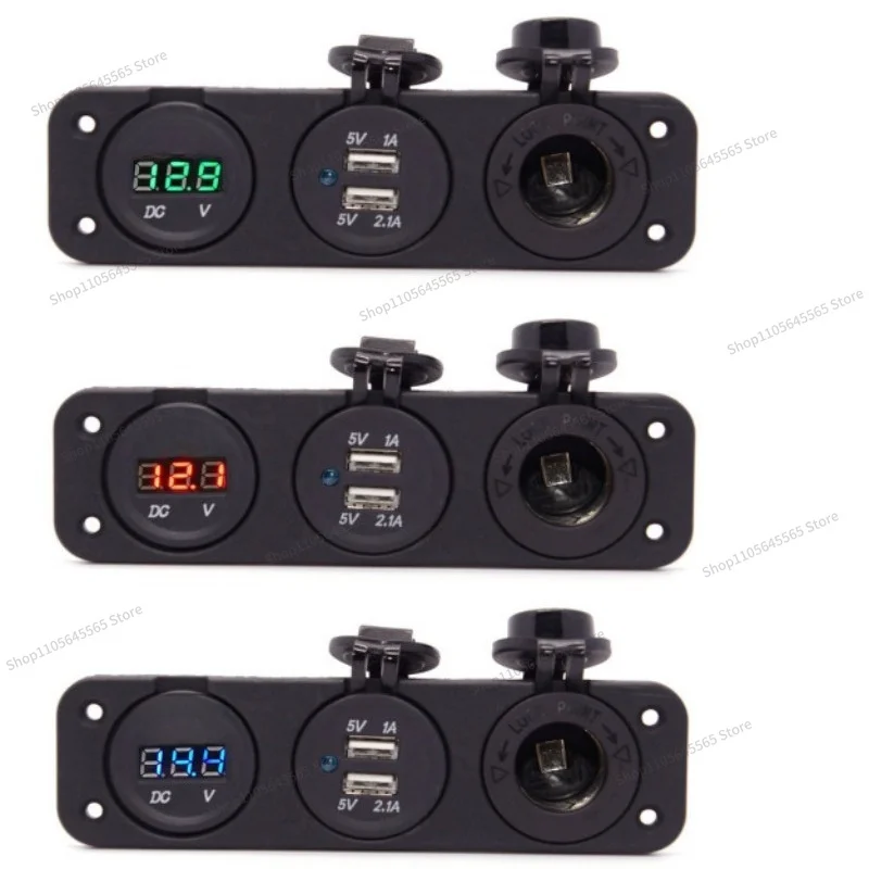 For 3-hole car boat yacht digital voltmeter 3.1A dual USB car charging power socket