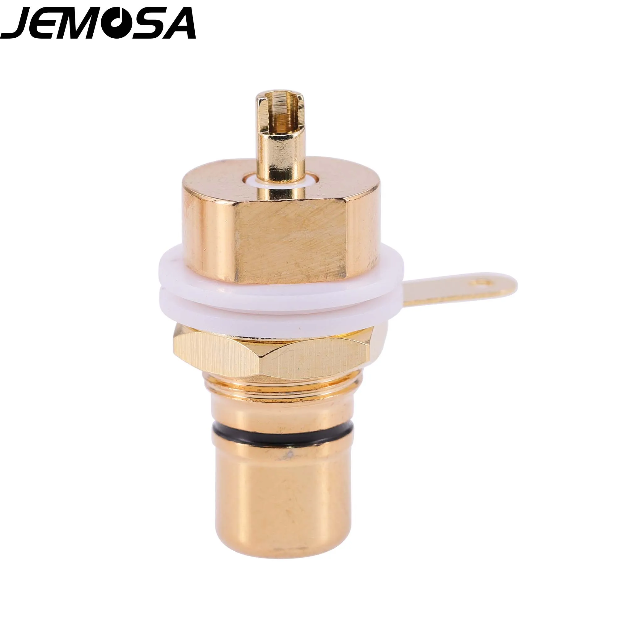 ขั้วต่อ RCA ปลั๊กตัวเมียแชสซีตัวเชื่อมต่อแจ็ค Bulkhead สีแดงสีดำรอบ Nut Solder ทอง AMP ปลั๊กเสียง