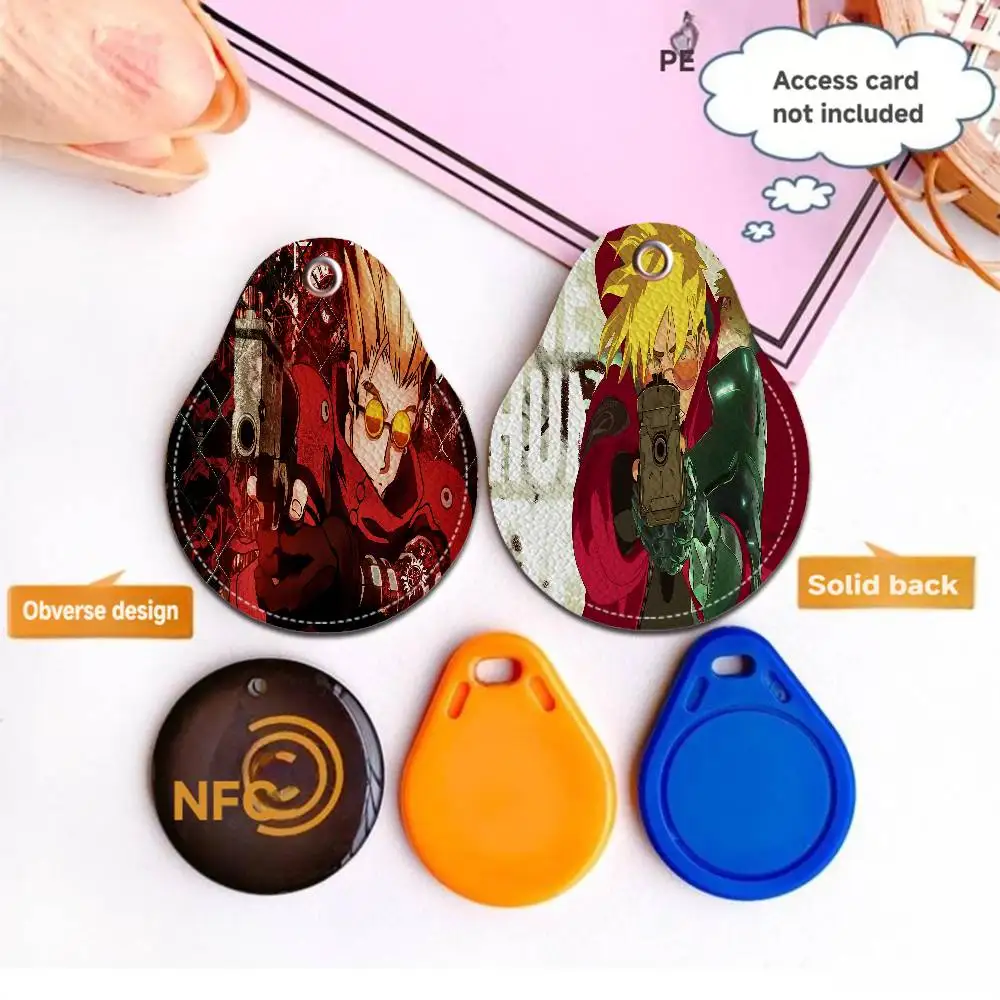 Anime Trigun Stampede Adorable Teardrop Acc Control Card Protector Bus Keychain Elevator Card Holder Student PU Material
