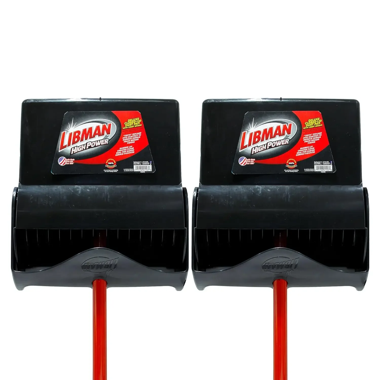 

Two Open Lid Deluxe Lobby Brooms And Dust Pans Case