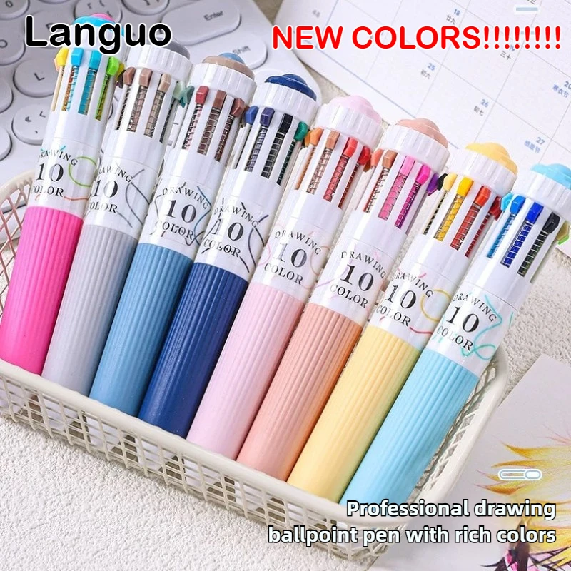 

Languo 28 Color Ballpoint Pen Cartoon 0.8mm Soft Grip Press Multicolor Writing Pen for Drawing School Supplies Stationery