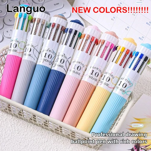 Languo-Bolígrafo de 28 colores con dibujos animados, bolígrafo de escritura Multicolor con agarre suave de 0,8mm para dibujar, suministros escolares, papelería