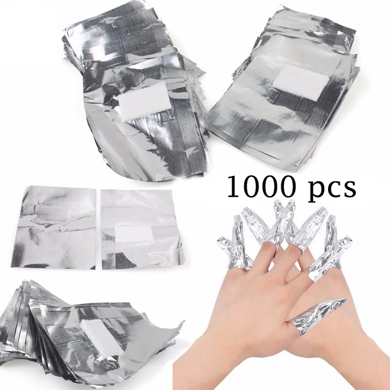 1000/500 Pcs Aluminium Foil Nail Polish Remover Soak Off Acrylic Gel Aluminium Foil Polish Nail Wraps Remover Nail Art Wholesale