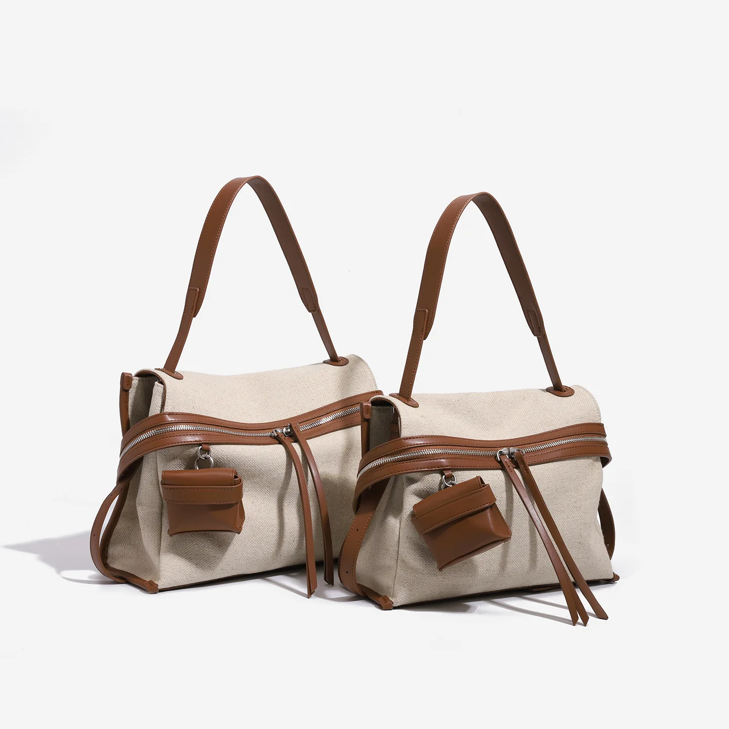 

High quality cotton and linen splicing mailman bag women commuting large capacity canvas tote bag single shoulder crossbody bag