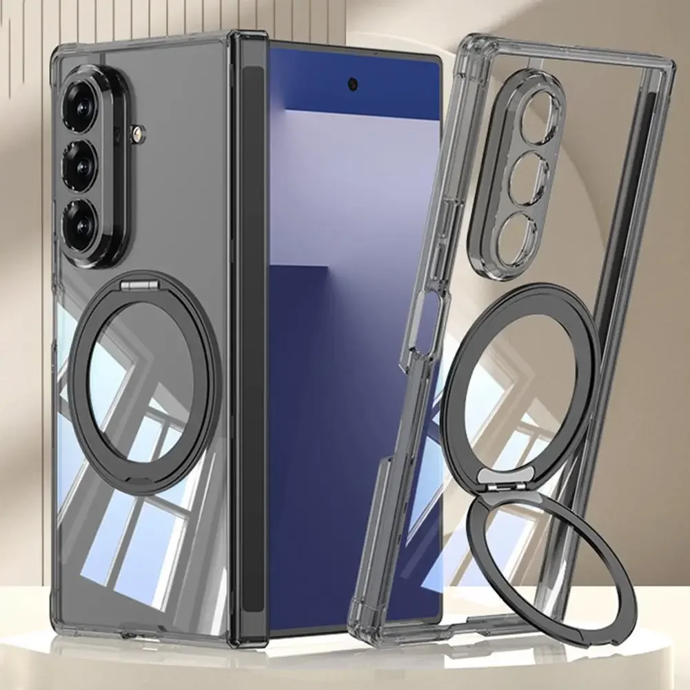 

Для Samsung Z Fold 7, магнитный защитный чехол, магнитный вращающийся держатель с защитой от падения, магнитный прозрачный корпус