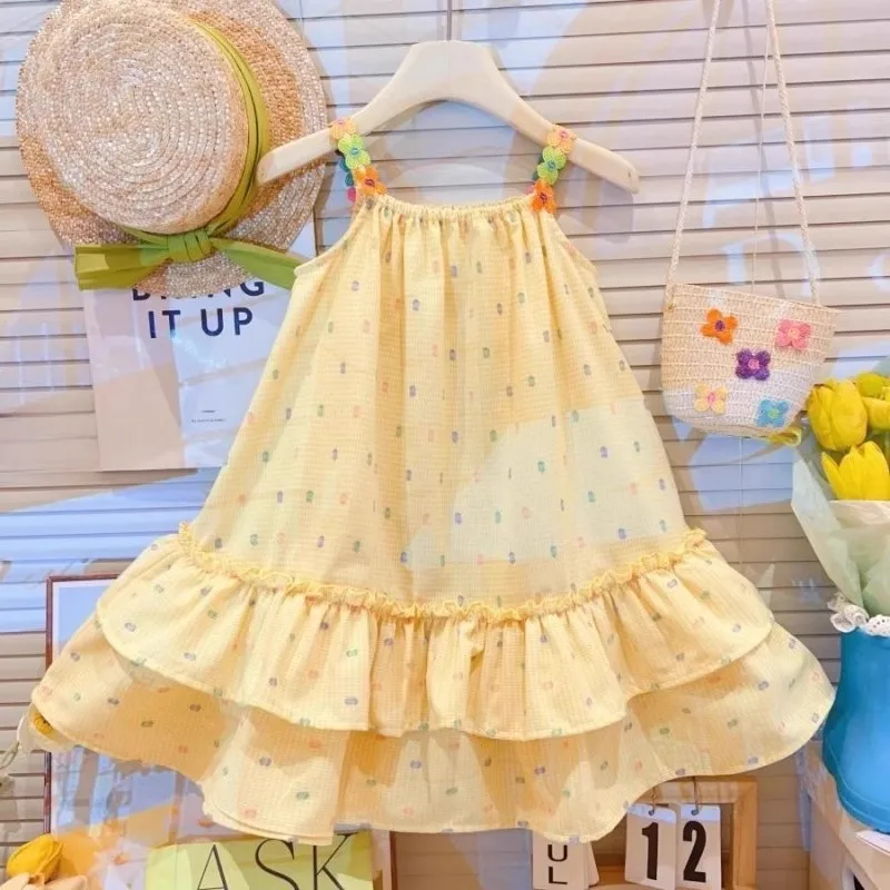 

Girls Idyllic Dress 2025 Summer New Girls Foreign Style Suspender Cake Dress Princess Dress Tide