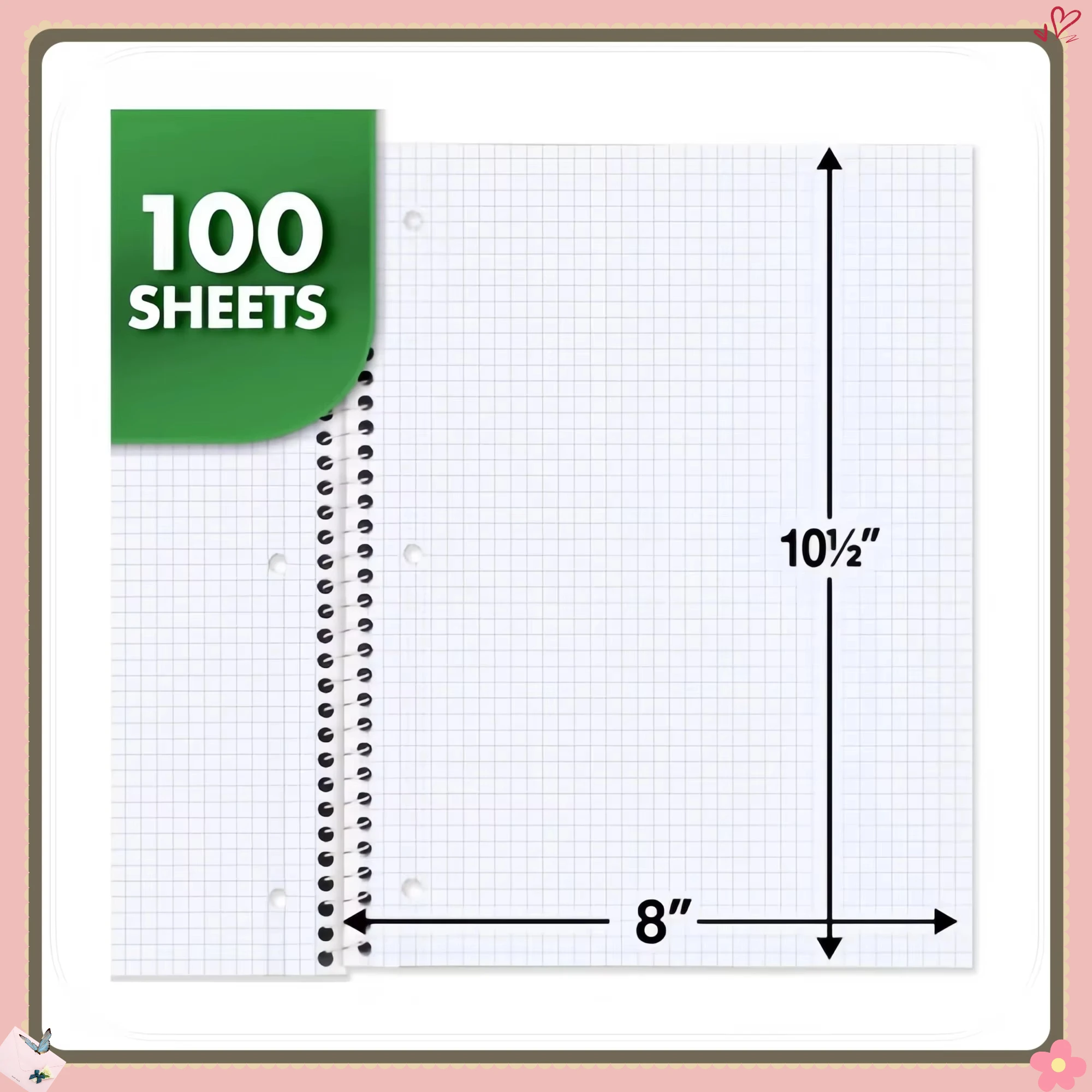 

Блокнот на зеленой спирали, 100 листов, бумага с рисунком 1 предмета, для студентов и учителей, заметки для школьного колледжа