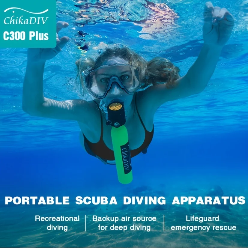 CHIKADIV Mini Diving Scuba Tank 0.5L Serbatoio per immersione portatile per riparazione barca subacquea Snorkeling Regali per il nuoto per donne uomini