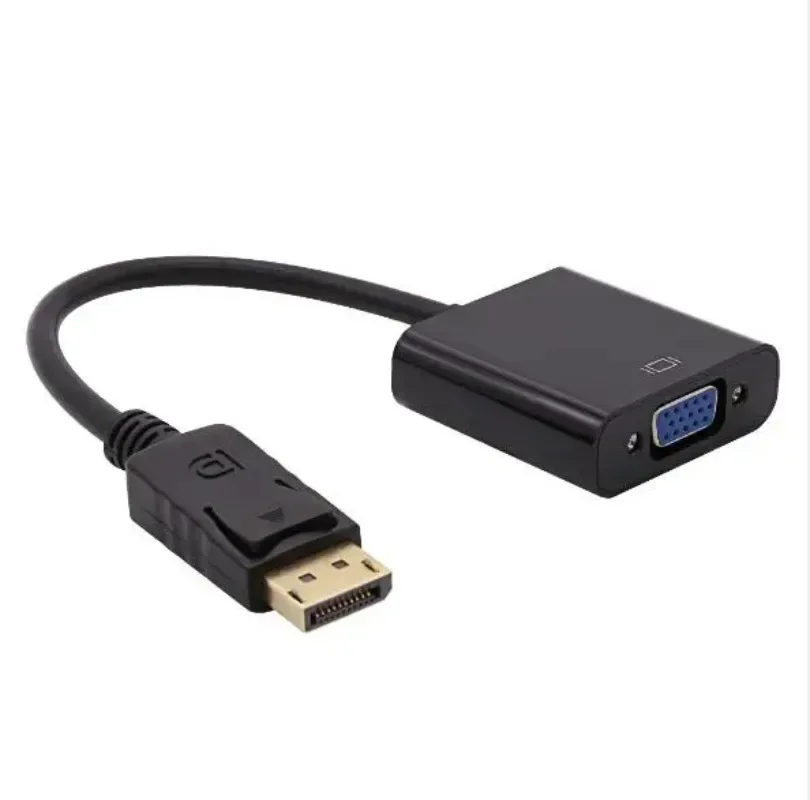 Adaptor konverter kabel, 1080P DisplayPort DP pria ke VGA wanita untuk TV Laptop komputer Monitor proyektor
