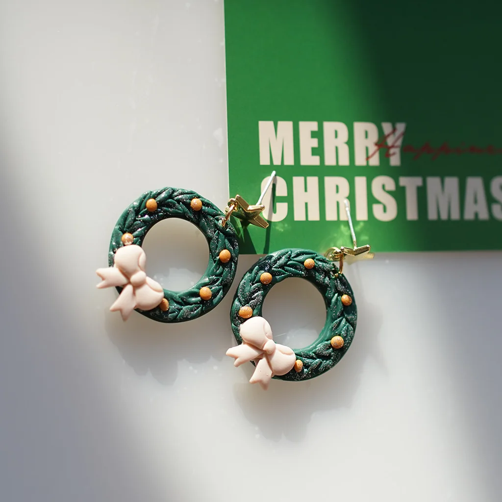 Cute Christmas Winter Holiday Santa Snowman Tree Lollipop Icon Multi Shapes Polymer Clay Earrings  Celebration Accessories Gifts