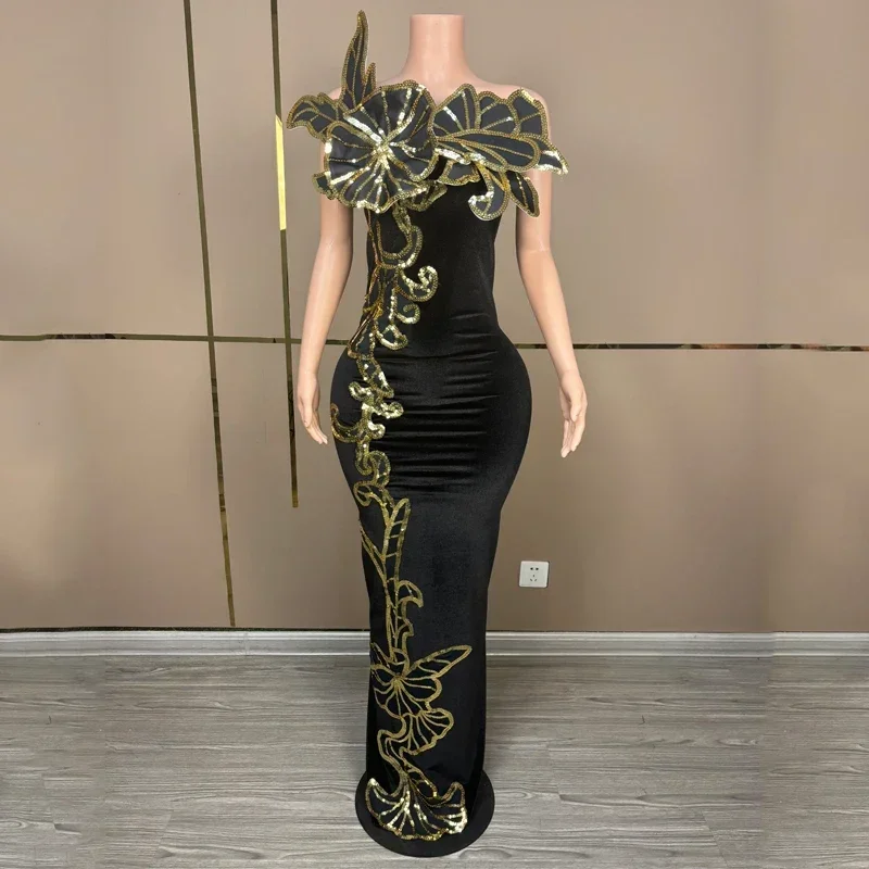 Fashion Gold Sequins Party Celebrate Dress Women'S Singer Evening Prom Dresses Stage Festival Outfit Gogo Costumes