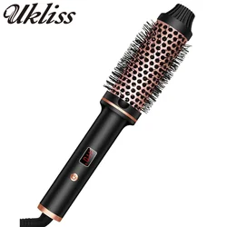 Thermal Brush 1.5 Inch Heated Curling Brush Ceramic Curling Iron Volumizing Brush Heating Round Brush Travel Hair Curler Comb