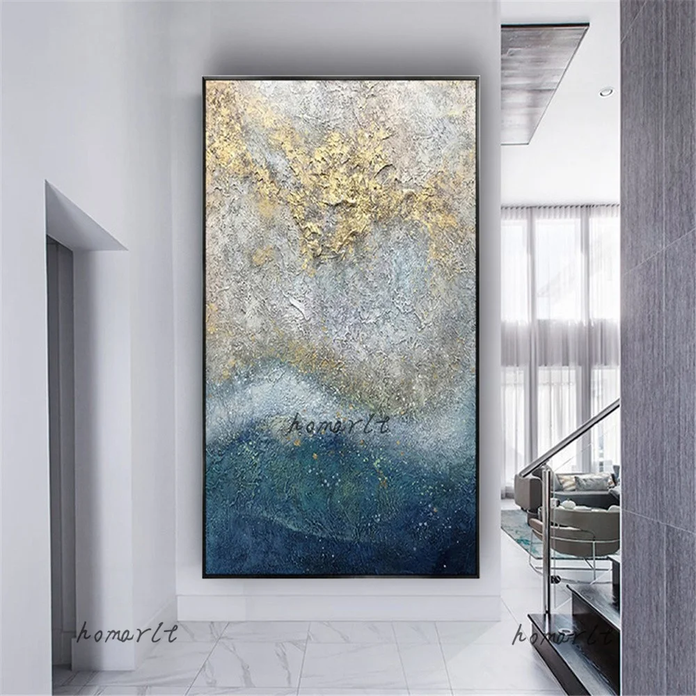 Modern Home Decor Wall Picture Nature Landscape Handmade Oil Paintings Blue Thick Texture Sea On Canvas Skyline Picture Wall Art