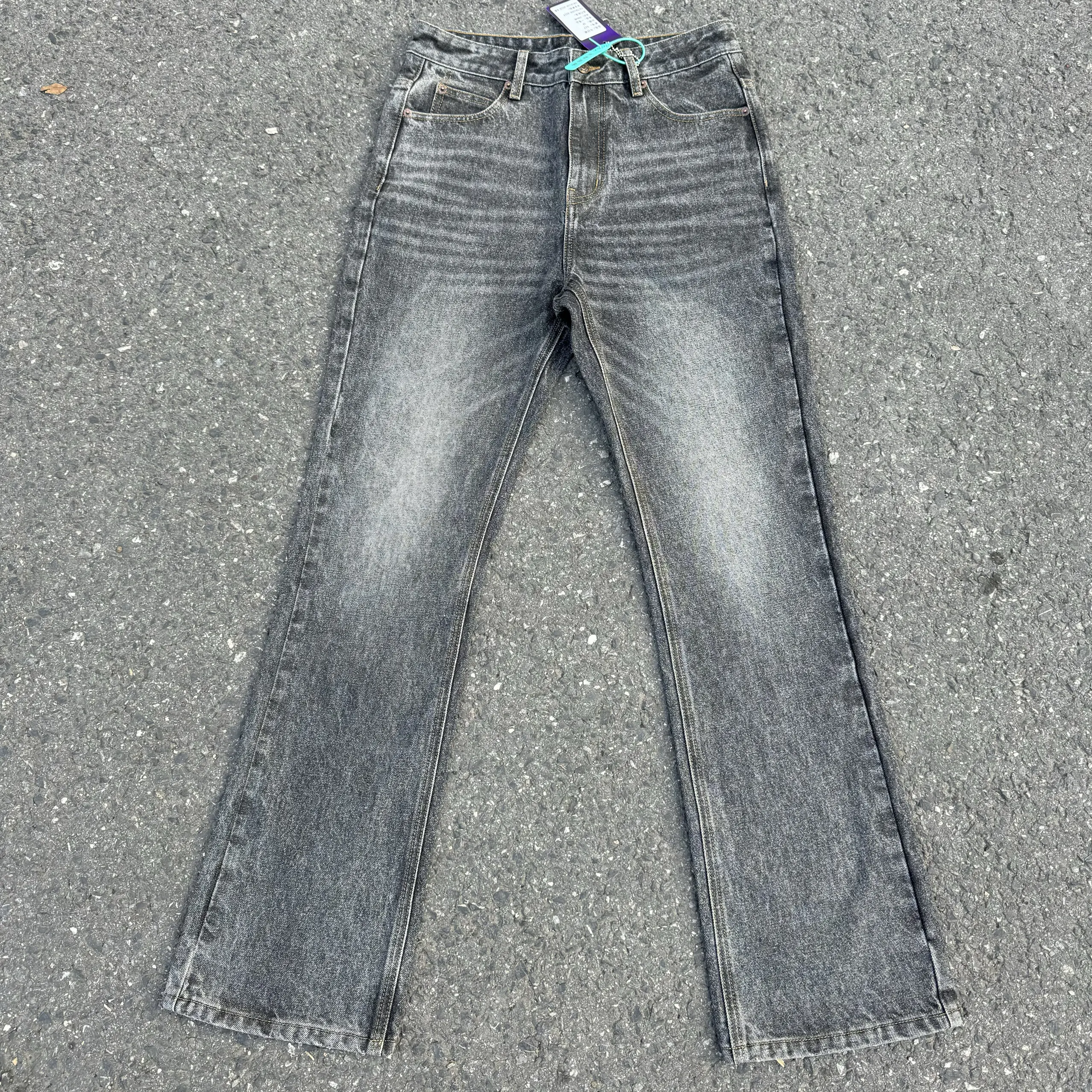 

Мужские повседневные джинсы SUDA Marble 57, черные, свободного кроя, с застежкой-молнией, из хлопкового денима, со средней посадкой