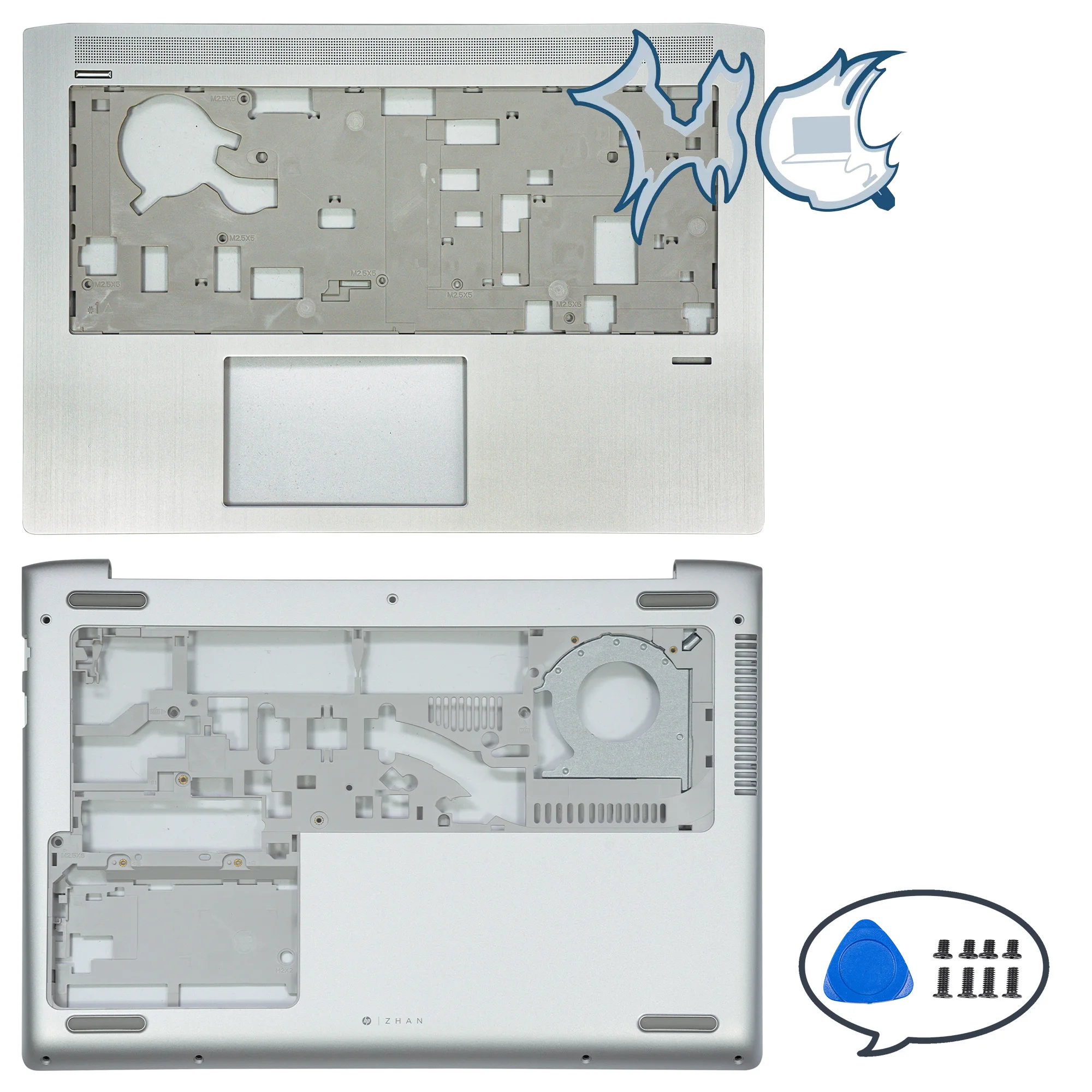 Imagem -04 - Novas Capas para Laptop para hp Probook 440 g5 445 g5 Lcd Capa Traseira Moldura Frontal Apoio para as Mãos Dobradiças Inferiores Substituição Superior Prata