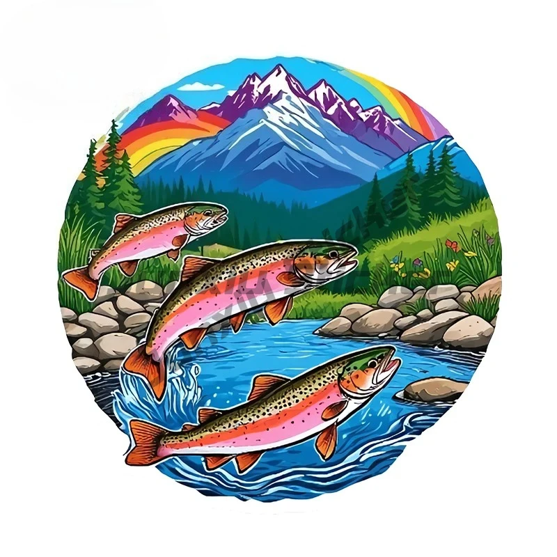 

Colorful Salmon Car Stickers Beautiful Picture Design Decal Creative Artistic Style Waterproof Car Accesorios