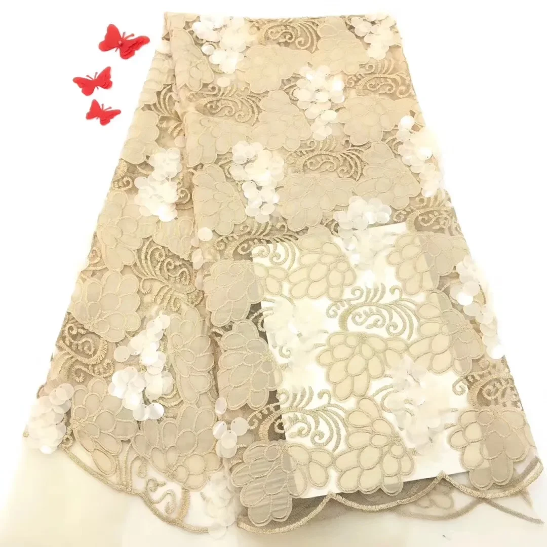 

Yellow High Quality African Lace Fabric French Net Embroidery Tulle Lace Fabric For Nigerian Wedding Party Dress D19