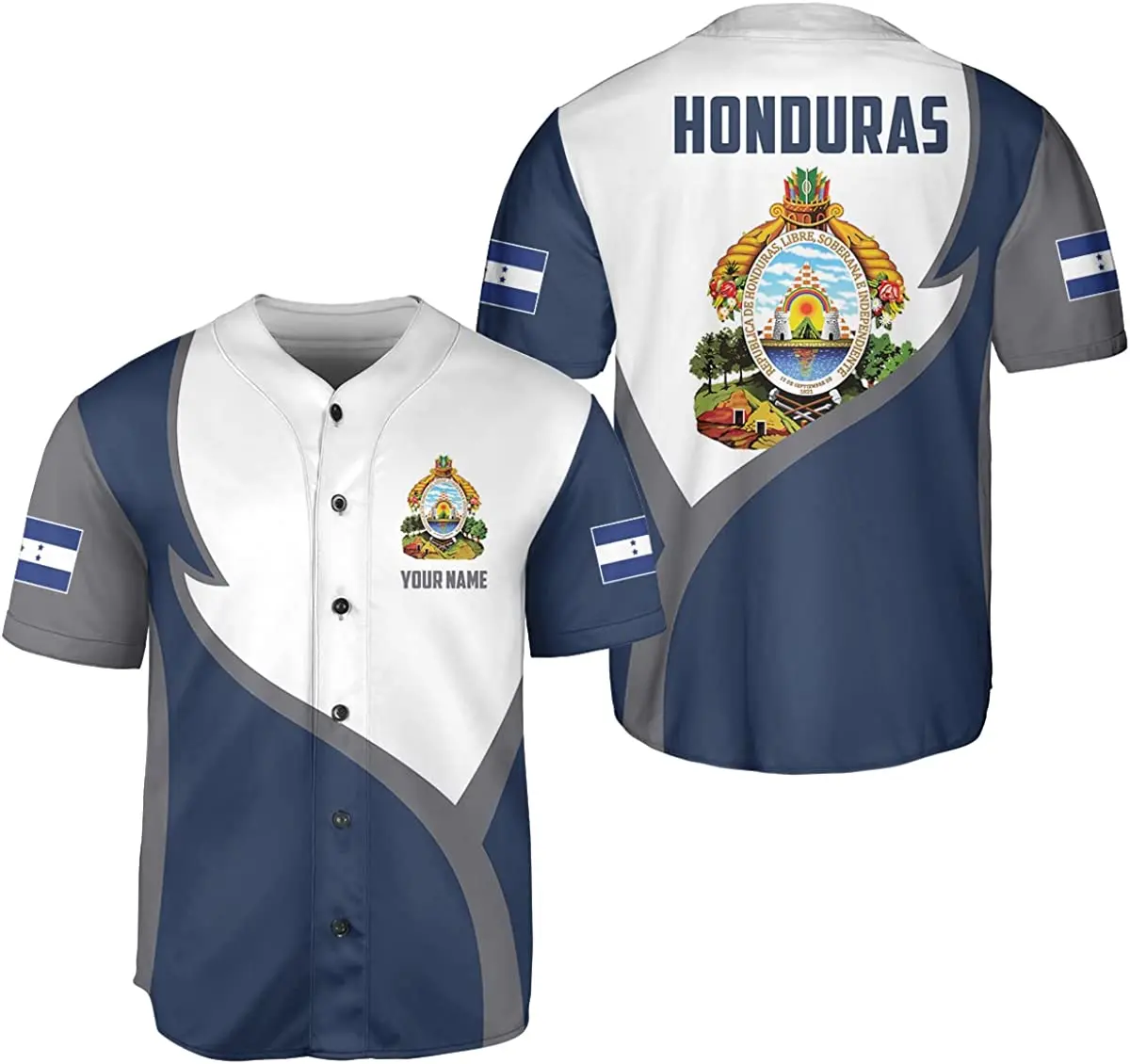 Summer Honduras Flag Baseball Jersey 3d Print Ventilate V-neck Men's and Women's Baseball Shirt Customi Name T-shirt