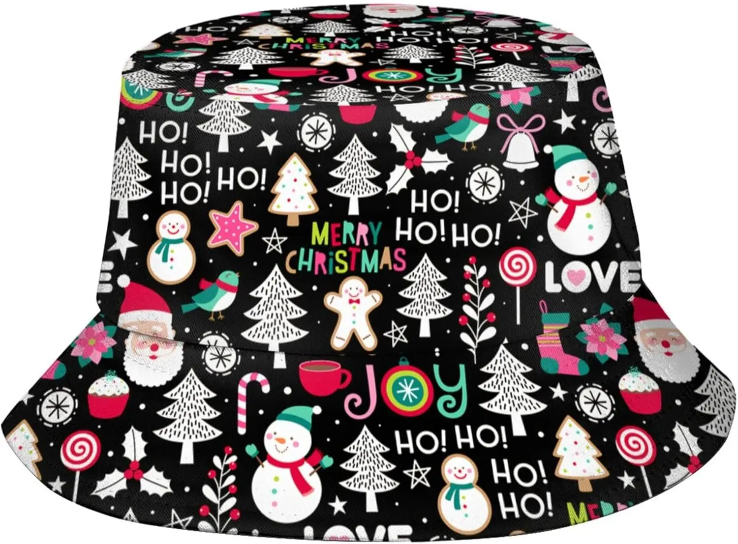 

Merry Christmas Snowman 4 Bucket Hat Funny New Year Fisherman Hat for Women Men Packable Outdoor Travel Beach Sun Cap