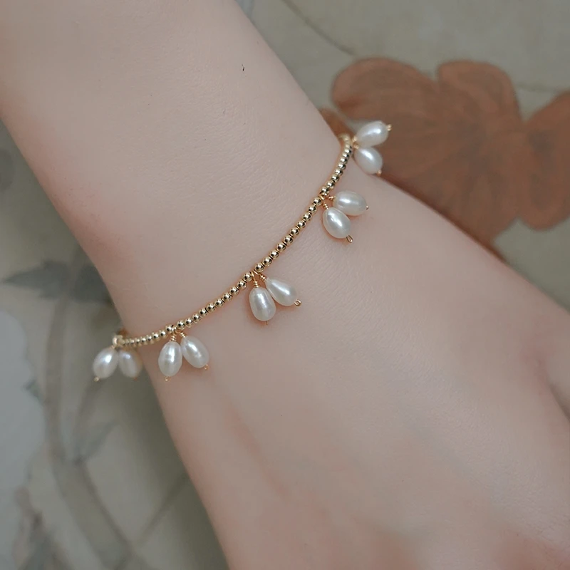 

Lii Ji Real Pearl Bracelet 14k Gold Filled Charm Bracelet Women Jewelry Gift 16+3cm