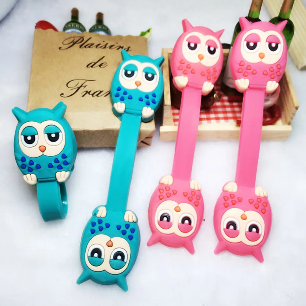 10Pcs Owl Cord Organizer Cartoon Cable Ties Reusable Snap Button Cable Manager for Home Car Travel Wire Wrap Headset Winder